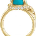 14K Yellow Natural Turquoise & 1/6 CTW Natural Diamond Ring - 72029