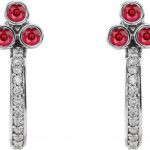 14K White Natural Ruby & 1/4 CTW Natural Diamond J-Hoop Earrings - 86806