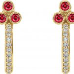 14K Yellow Natural Ruby & 1/4 CTW Natural Diamond J-Hoop Earrings - 86806