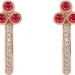 14K Rose Natural Ruby & 1/4 CTW Natural Diamond J-Hoop Earrings - 86806