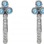 Platinum Natural Aquamarine & 1/4 CTW Natural Diamond J-Hoop Earrings - 86806