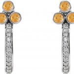 Platinum Natural Citrine & 1/4 CTW Natural Diamond J-Hoop Earrings - 86806