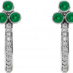 Platinum Natural Emerald & 1/4 CTW Natural Diamond J-Hoop Earrings - 86806