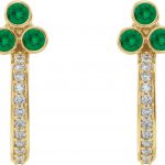 14K Yellow Natural Emerald & 1/4 CTW Natural Diamond J-Hoop Earrings - 86806