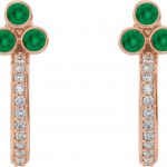 14K Rose Natural Emerald & 1/4 CTW Natural Diamond J-Hoop Earrings - 86806