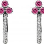 Platinum Natural Pink Tourmaline & 1/4 CTW Natural Diamond J-Hoop Earrings - 86806