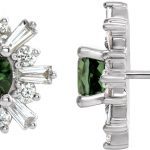 14K White Natural Green Tourmaline & 3/4 CTW Natural Diamond Earrings - 86982