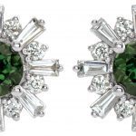 14K White Natural Green Tourmaline & 3/4 CTW Natural Diamond Earrings - 86982