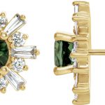 14K Yellow Natural Green Tourmaline & 3/4 CTW Natural Diamond Earrings - 86982