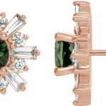 14K Rose Natural Green Tourmaline & 3/4 CTW Natural Diamond Earrings - 86982