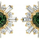 14K Yellow Natural Green Tourmaline & 3/4 CTW Natural Diamond Earrings - 86982