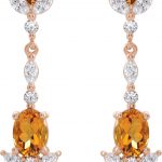 14K Rose Natural Citrine & 3/4 CTW Natural Diamond Earrings - 86907