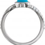 Platinum Natural Turquoise Cabochon & 1/5 CTW Natural Diamond Ring - 72091