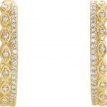 14K Yellow 1/4 CTW Natural Diamond Geometric Hoop Earrings - 653410