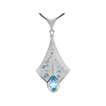 Platinum 14x9 mm Pear London Blue Topaz & Aquamarine 18" Necklace - 85424