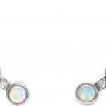 Platinum Natural Ethiopian Opal & .08 CTW Natural Diamond Ear Climbers - 87021