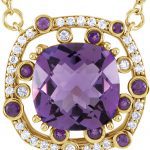 14K Yellow Natural Amethyst & 1/6 CTW Natural Diamond 16" Necklace - 86110