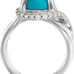 14K White Natural Turquoise & 1/6 CTW Natural Diamond Ring - 72029