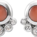 Platinum Natural Pink Coral & 1/8 CTW Natural Diamond Earrings - 86780