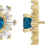 14K Yellow Natural London Blue Topaz & 3/4 CTW Natural Diamond Earrings - 86982