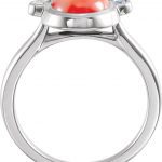 Platinum Natural Pink Coral & 1/8 CTW Natural Diamond Ring - 72052