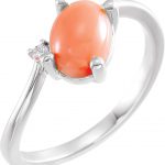 14K Yellow Natural Pink Coral & .02 CT Natural Diamond Bypass Ring - 72085