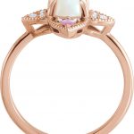 14K Rose Natural Ethiopian Opal, Natural Pink Sapphire & .05 CTW Natural Diamond Vintage-Inspired Ring - 72095