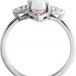 Platinum Natural Ethiopian Opal, Natural Pink Sapphire & .05 CTW Natural Diamond Vintage-Inspired Ring - 72095