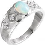 Platinum Natural White Ethiopian Opal & .05 CTW Natural Diamond Ring - 72105