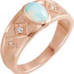 14K Rose Natural White Ethiopian Opal & .05 CTW Natural Diamond Ring - 72105