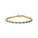 14K Yellow Natural Emerald & 2 CTW Natural Diamond Line 7" Bracelet - 62078