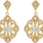 14K Yellow 3/8 CTW Natural Diamond Vintage-Inspired Earrings - 87055