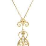 14K Yellow 1/6 CTW Natural Diamond Decorative Fleur-de-lis 18" Necklace - 85627