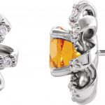 Platinum Natural Citrine & 1/6 CTW Natural Diamond Halo-Style Earrings - 87092