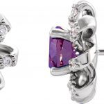 Platinum Lab-Grown Alexandrite & 1/6 CTW Natural Diamond Halo-Style Earrings - 87092