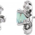 Platinum Natural Aquamarine & 1/6 CTW Natural Diamond Halo-Style Earrings - 87092