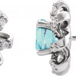 Platinum Natural Blue Zircon & 1/6 CTW Natural Diamond Halo-Style Earrings - 87092