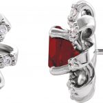 Platinum Natural Mozambique Garnet & 1/6 CTW Natural Diamond Halo-Style Earrings - 87092