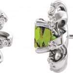 Platinum Natural Peridot & 1/6 CTW Natural Diamond Halo-Style Earrings - 87092