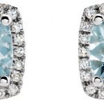 14K White Natural Aquamarine & 1/8 CTW Natural Diamond Earrings - 652047