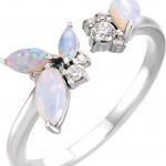 14K White Australian Opal & 1/10 CTW Diamond Negative Space Ring - 72107