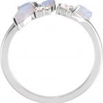 14K White Australian Opal & 1/10 CTW Diamond Negative Space Ring - 72107