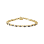 14K Yellow Natural Blue Sapphire & 2 3/8 CTW Natural Diamond Line 7" Bracelet - 62074