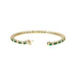 14K Yellow Natural Emerald & 2 CTW Natural Diamond Line 7" Bracelet - 62078