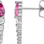 Platinum Natural Pink Tourmaline & 1/4 CTW Natural Diamond Earrings - 87025