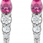 Platinum Natural Pink Tourmaline & 1/4 CTW Natural Diamond Earrings - 87025