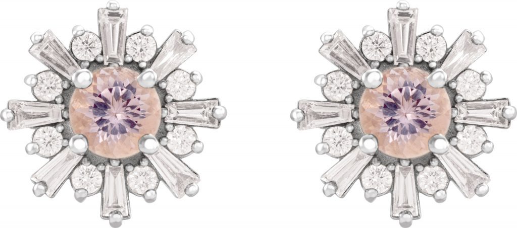 Platinum Natural Pink Morganite & 3/4 CTW Natural Diamond Earrings - 86982