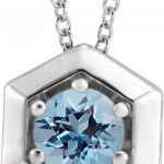 Platinum Natural Aquamarine Geometric 16-18" Necklace - 87125