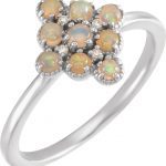 Platinum Natural White Ethiopian Opal & .02 CTW Natural Diamond Ring - 72073