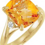 14K Yellow Natural Checkerboard Citrine & 1/6 CTW Natural Diamond Ring - 66312